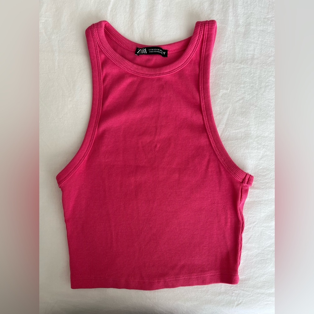 Pink Cropped Tank Top